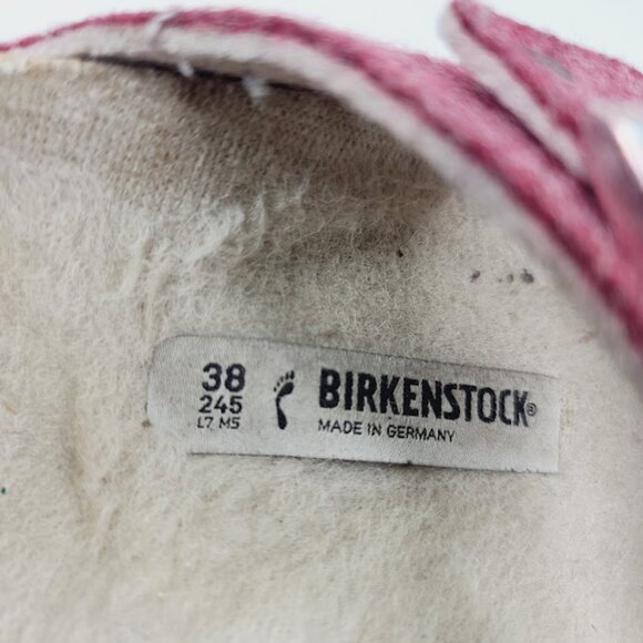 Birkenstock Women's Burgundy Arizona Suede Leather Classic Slide Sandal Size 7 - Picture 6 of 7